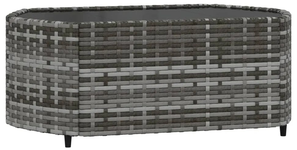 4 pcs conjunto lounge de jardim c/ almofadões vime PE cinzento