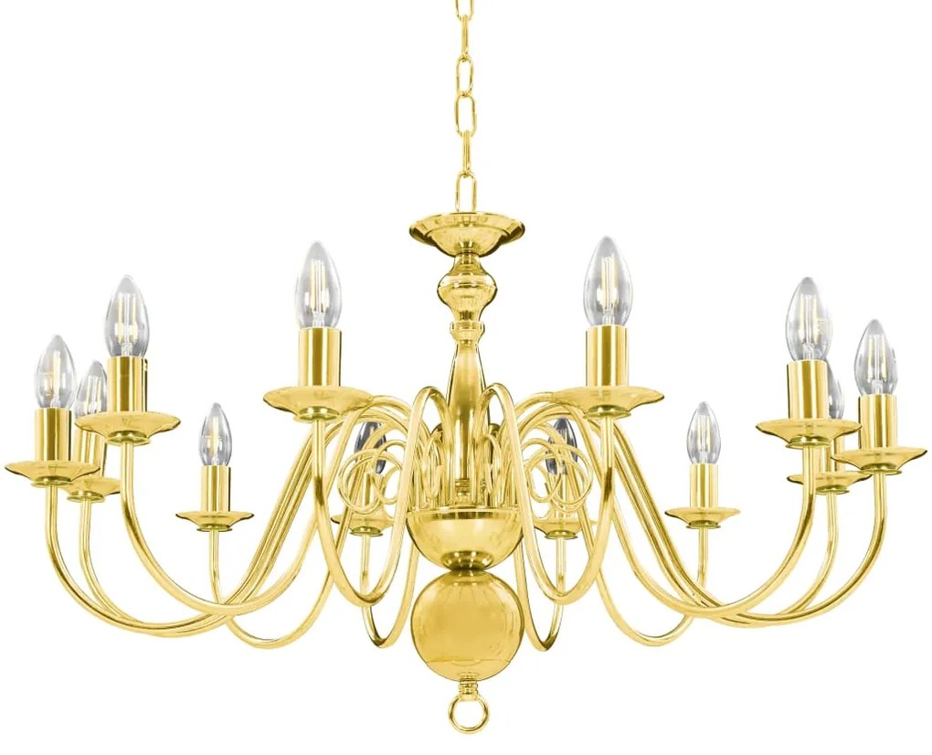 Lustre de 12 lâmpadas E14 dourado