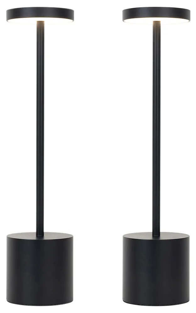 Set of 2 Outdoor Table Lamps Black Incl. LED and Dimmer Rechargeable - Dupont Design