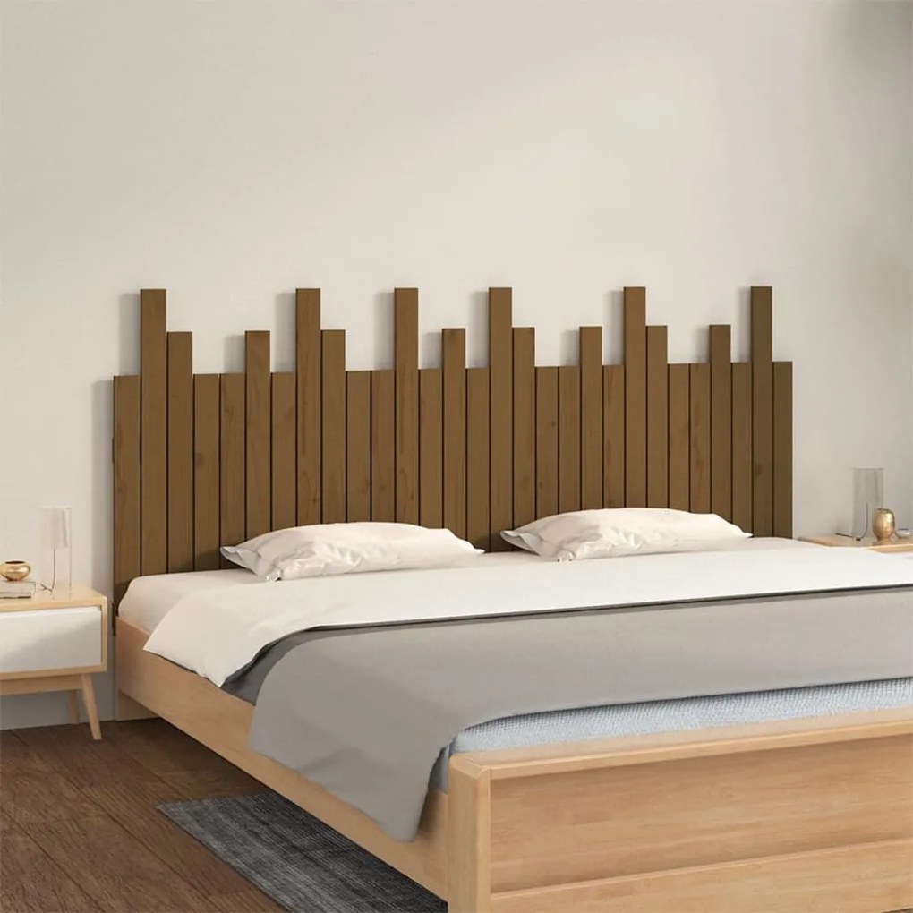 vidaXL Cabeceira de parede 185x3x80 cm pinho maciço castanho-mel