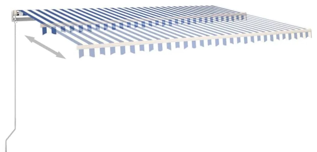 Toldo retrátil manual 500x350 cm azul e branco