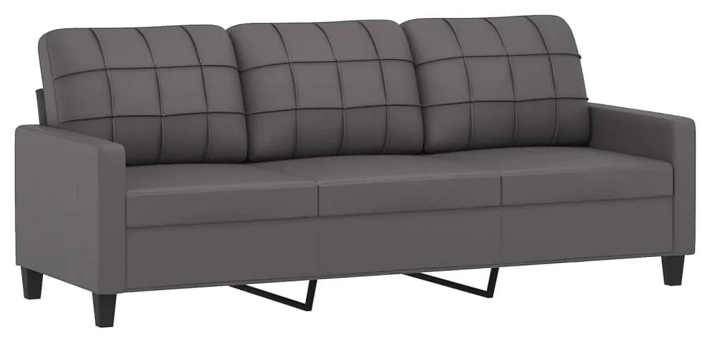 2 pcs conjunto de sofás com almofadas couro artificial cinzento