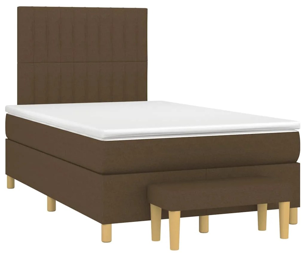 Cama boxspring com colchão 120x190 cm tecido castanho-escuro