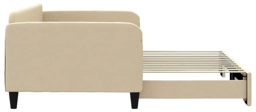 Sofá-cama com gavetão 100x200 cm tecido cor creme