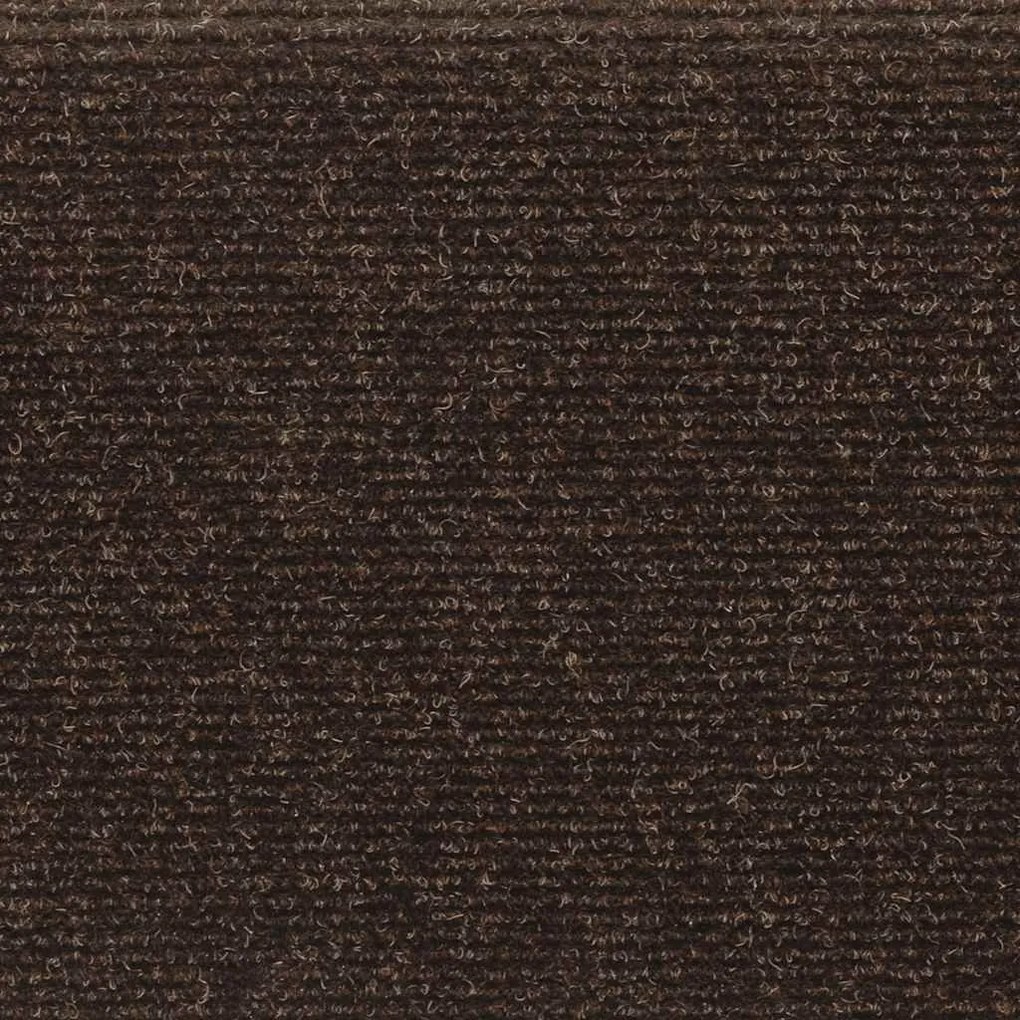 Tapetes de escada 15 pcs 65x21x4 cm tecido agulhado castanho