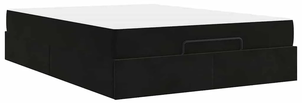 Estrutura da Cama com armazenamento Preto 140 x 200 cm Veludo