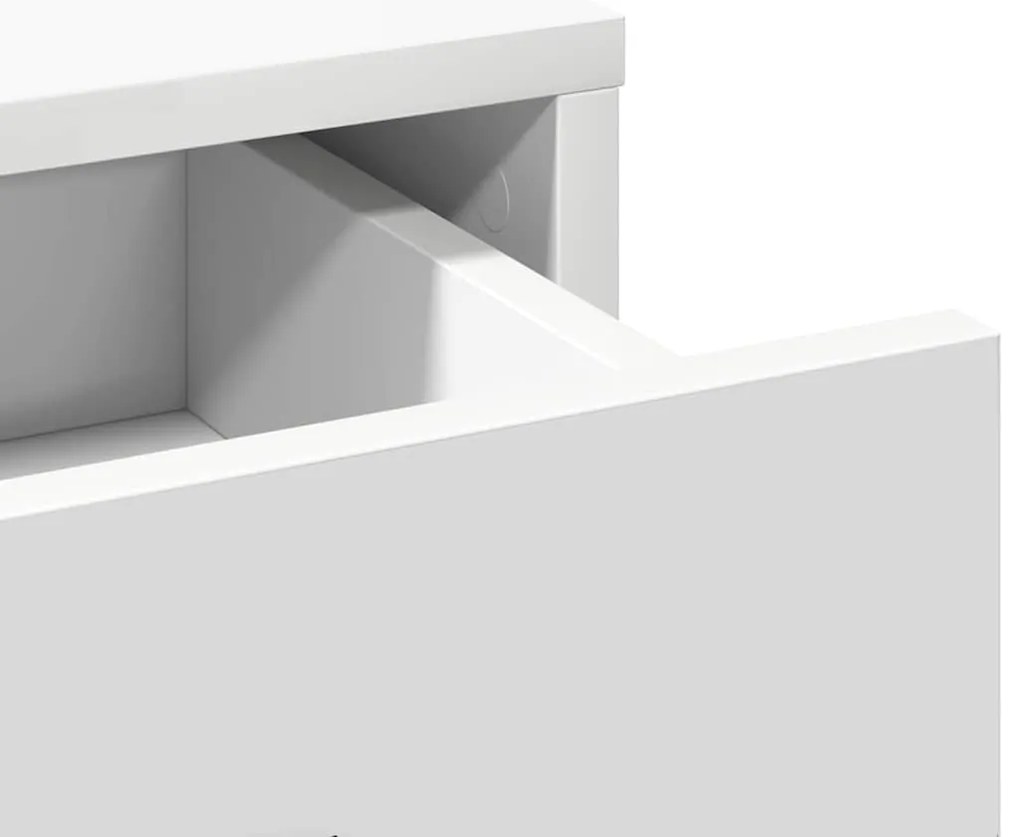 Conjunto de Mesa de Maquilhagem de 3 Peças com LED, Madeira Branca