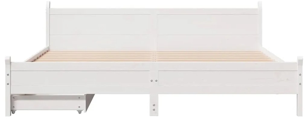 Cama sem colchão 200x200 cm madeira de pinho maciça branco