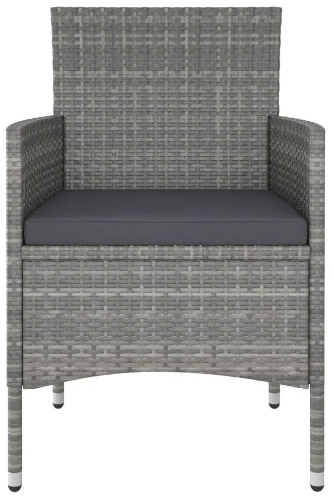 4 pcs conjunto de cadeiras e bancos de jardim vime PE cinzento