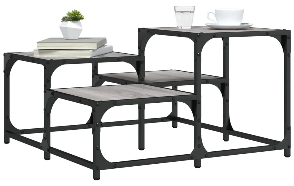 vidaXL Mesa de centro 68x68x40 cm derivados de madeira cinzento sonoma