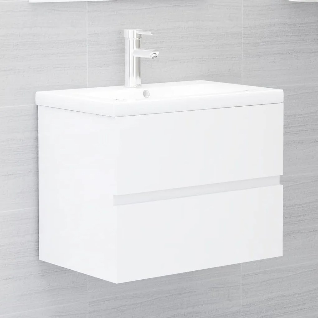 vidaXL Armário lavatório derivados de madeira branco brilhante