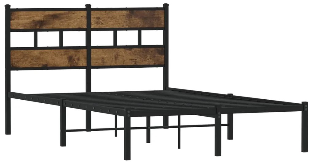 Estrutura de cama sem colchão 120x200 cm metal carvalho fumado