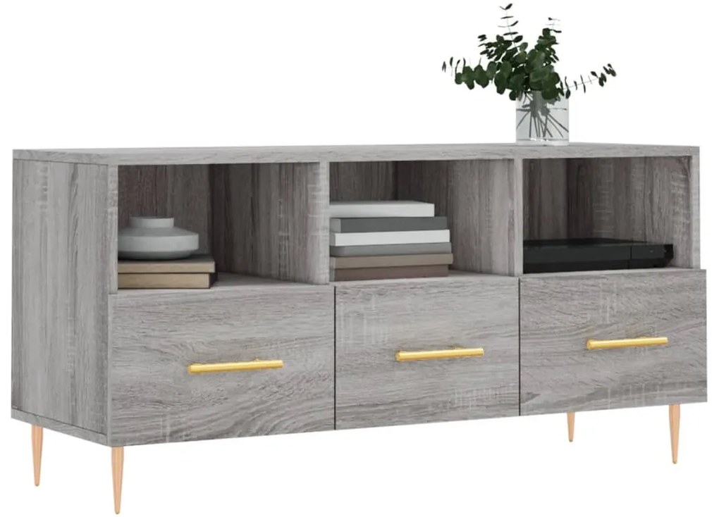 Móvel de TV 102x36x50 cm derivados de madeira cinzento sonoma
