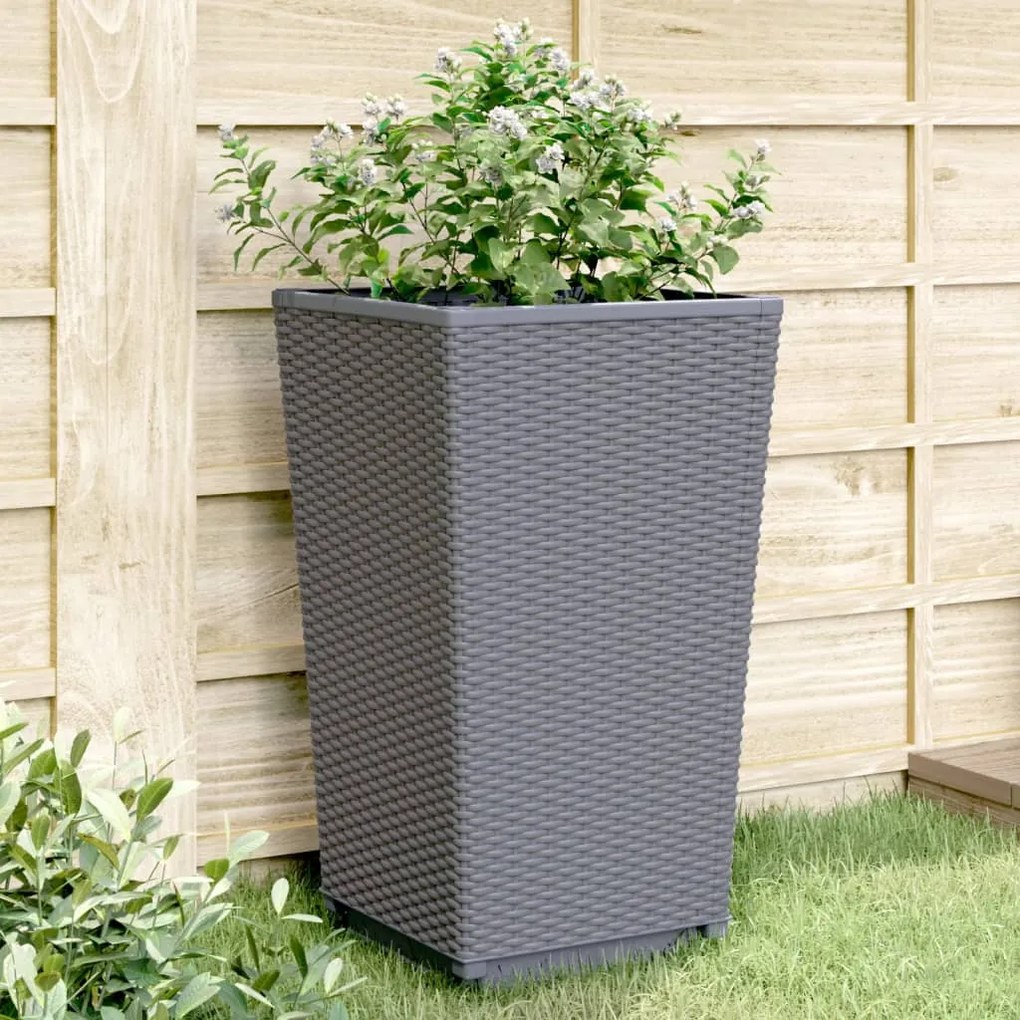vidaXL Vasos/floreiras 4 pcs 32,5x32,5x57 cm PP cinzento azul