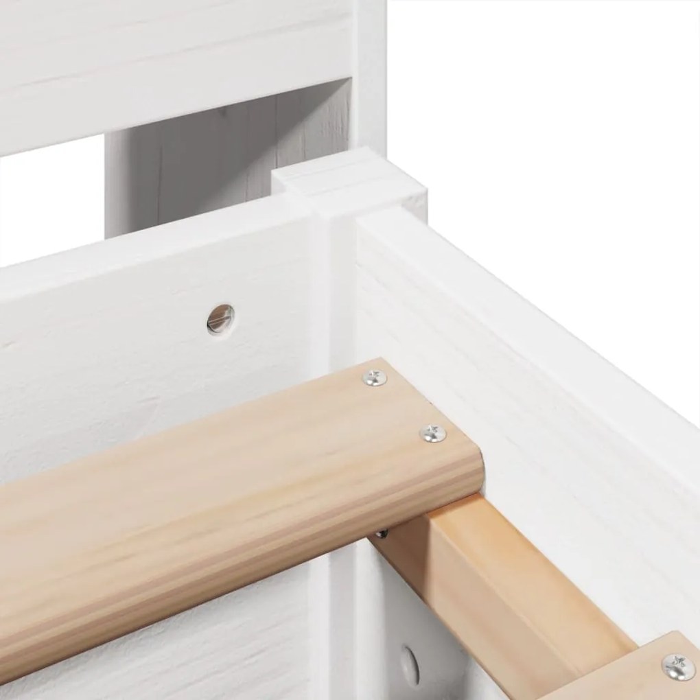 Cama sem colchão 140x190 cm madeira de pinho maciça branco