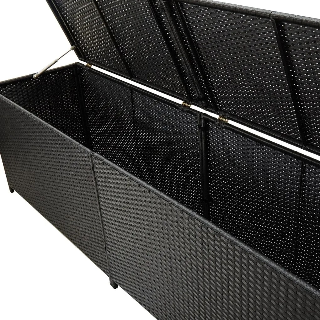 Caixa de arrumação para jardim 200x50x60 cm vime PE preto