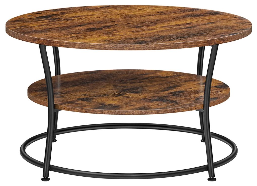 Mesa de centro redonda com 2 prateleiras 80 x 45 cm (Ø x H) castanho Vintage