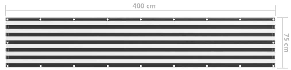 Tela de varanda 75x400 cm tecido Oxford antracite e branco