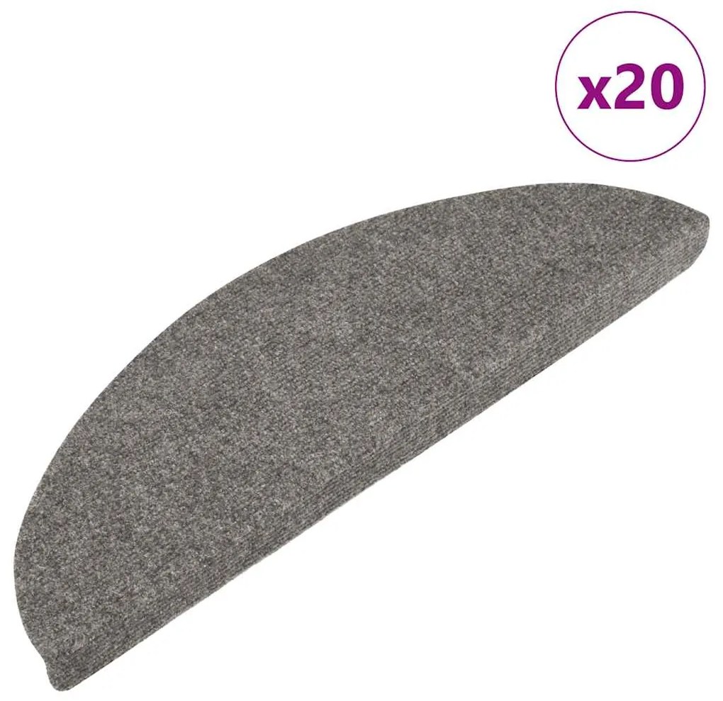 Tapetes de escada adesivos 20 pcs 65x22,5x3,5 cm cinzento