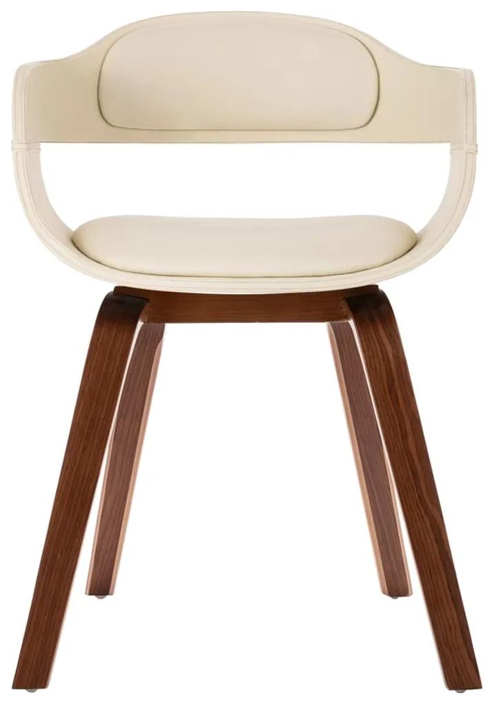 Cadeira de jantar madeira curvada e couro artificial branco