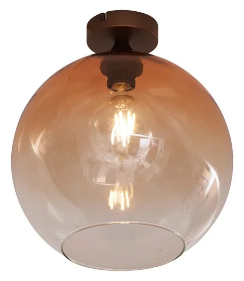 Plafon Art Deco Bronze Escuro com Vidro Castanho - Sandra Art Deco