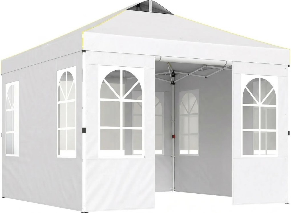 Outsunny Tenda Dobrável de Jardim 3x3 m Pop-up com UPF50+ 4 Laterais Removíveis Altura Ajustável e Bolsa de Transporte Branco | AOSOM Portugal