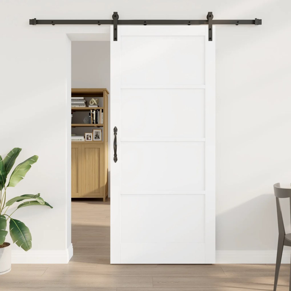 Porta Deslizante vidaXL com Conjunto de Hardware Branca 93x211 cm Made