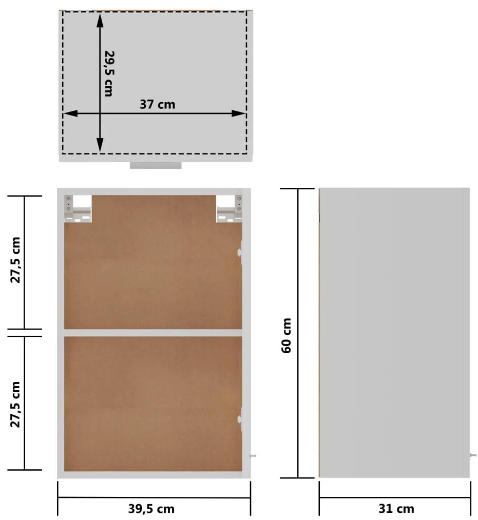 Armário de parede 39,5x31x60 cm contraplacado branco