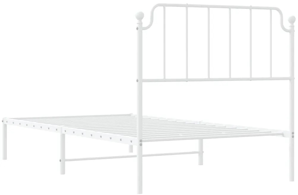 Estrutura de cama com cabeceira 100x190 cm metal branco