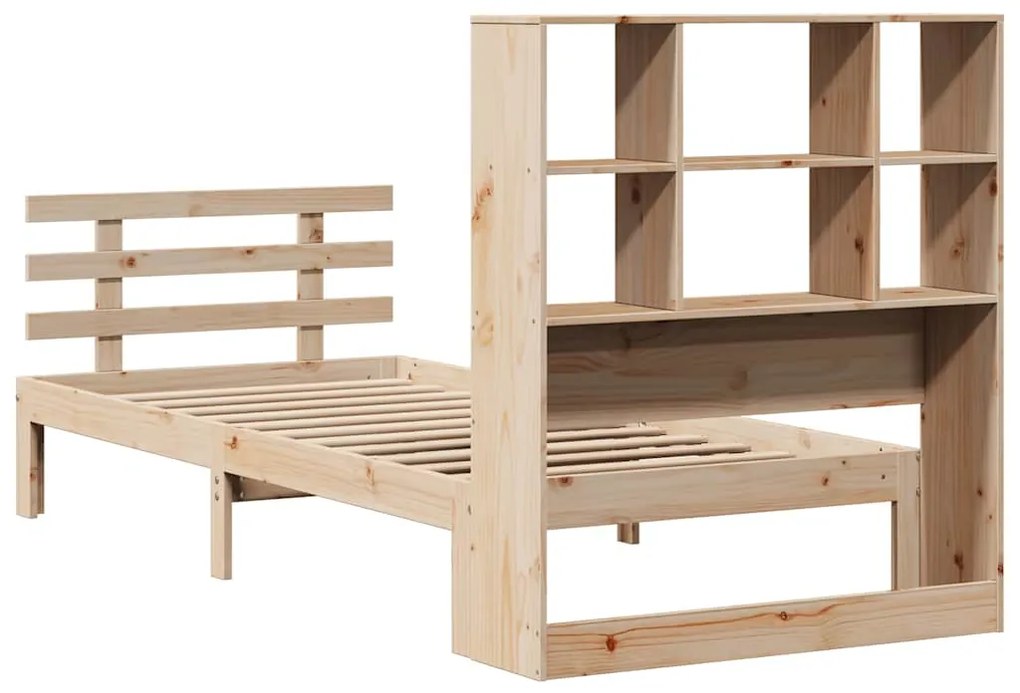 Cama com estante sem colchão 90x190 cm pinho maciço