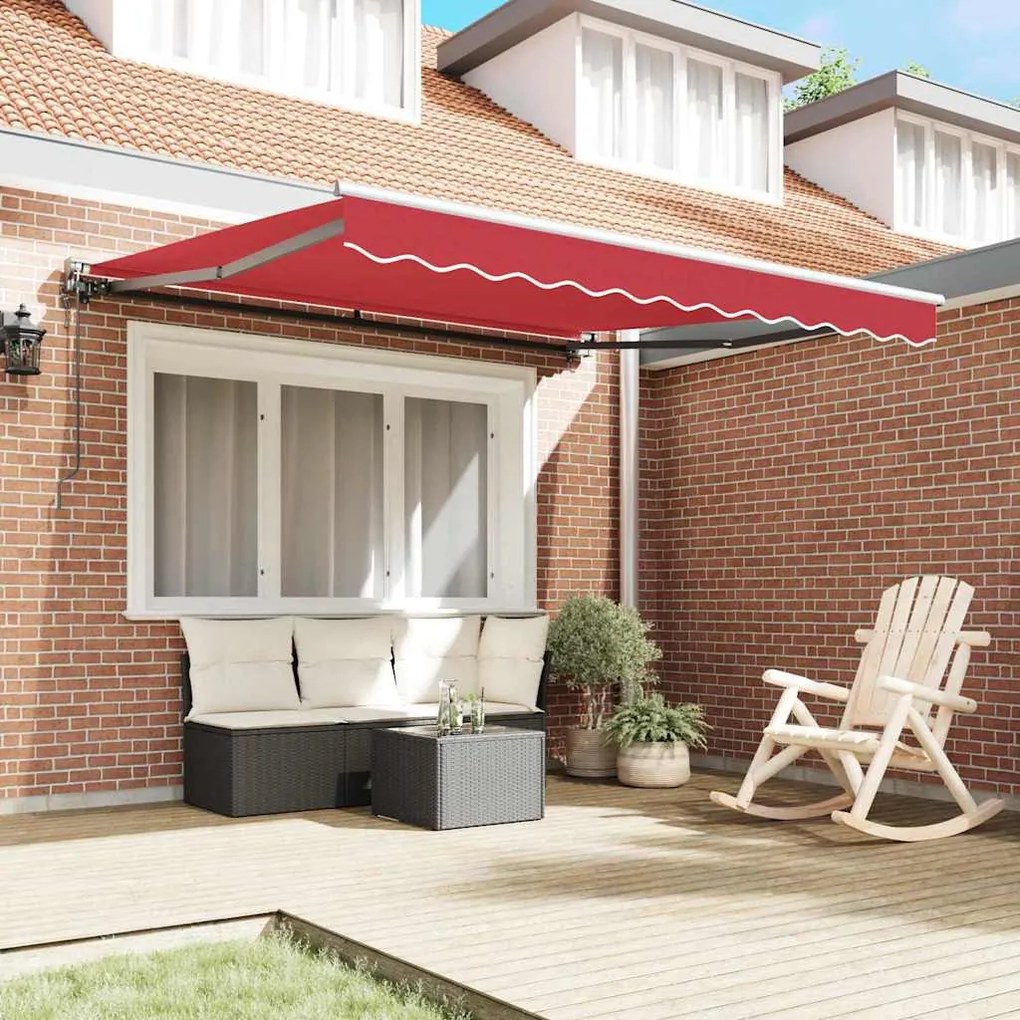 Toldo Retrátil Manual Vermelho 300x250 cm Tecido