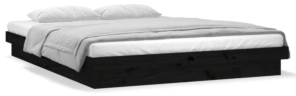 Estrutura cama c/ LED pequena casal 120x190 cm pinho preto