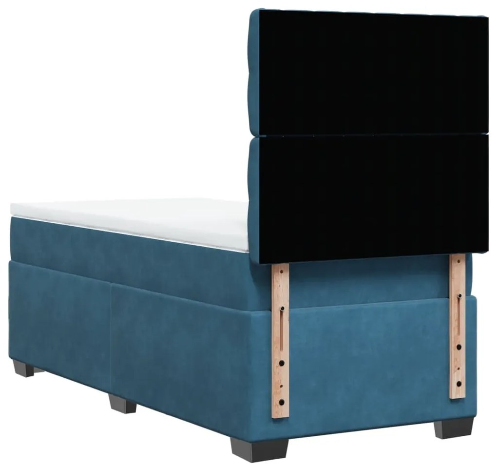 Cama boxspring com colchão 80x200 cm veludo azul