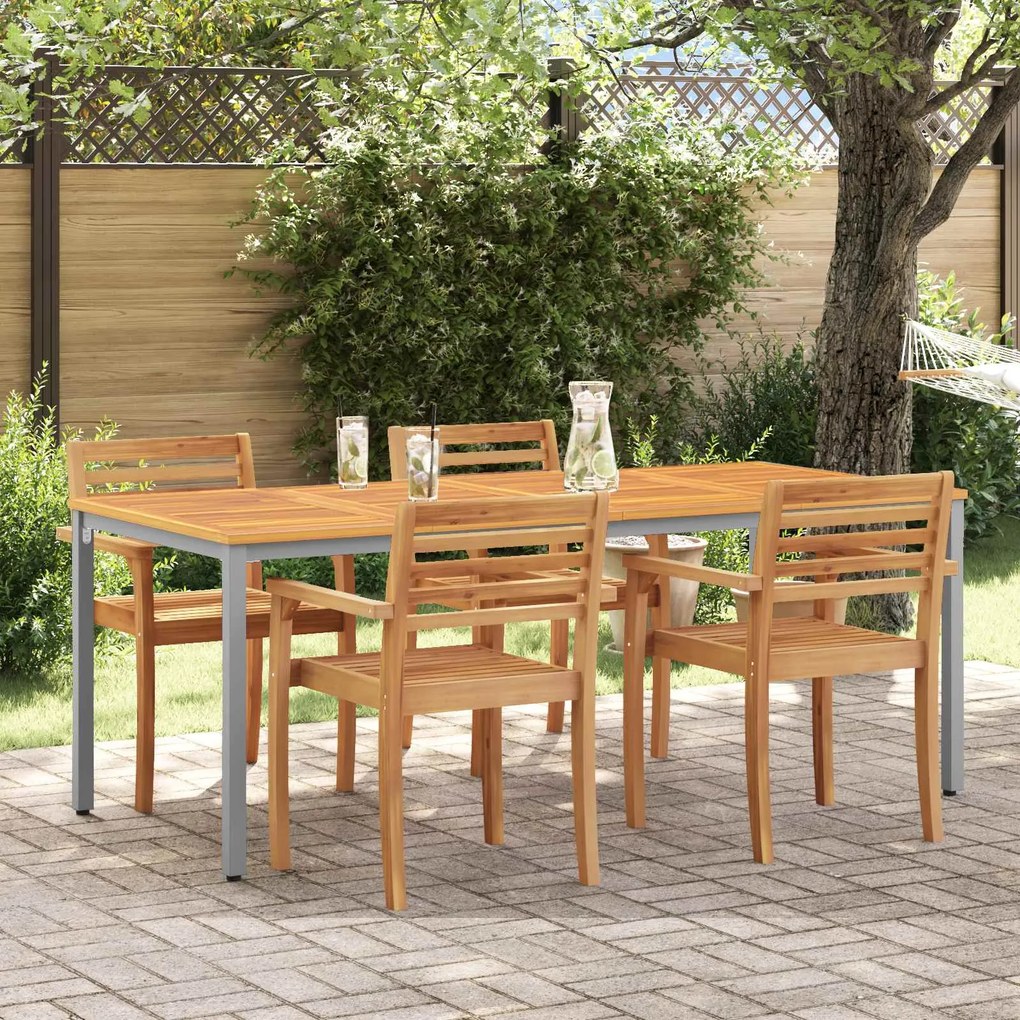 vidaXL Mesa de Exterior Natural e Cinza 200 x 90 x 75 cm