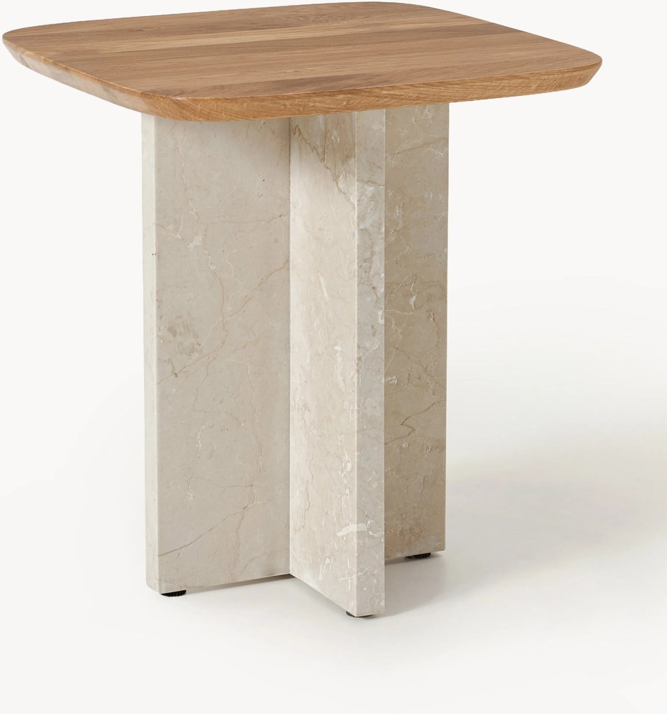 Mesa de apoio em madeira de carvalho e mármore Naida