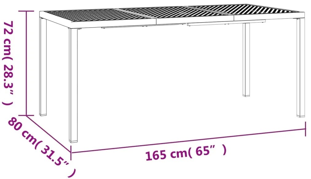 Mesa de jardim 165x80x72 cm aço antracite