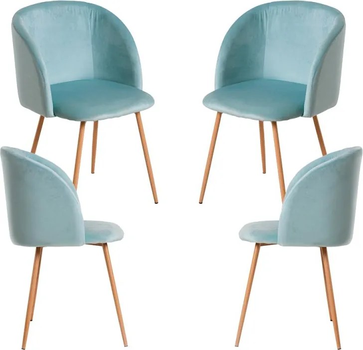 Pack 4 Cadeiras Velt Veludo - Azul claro