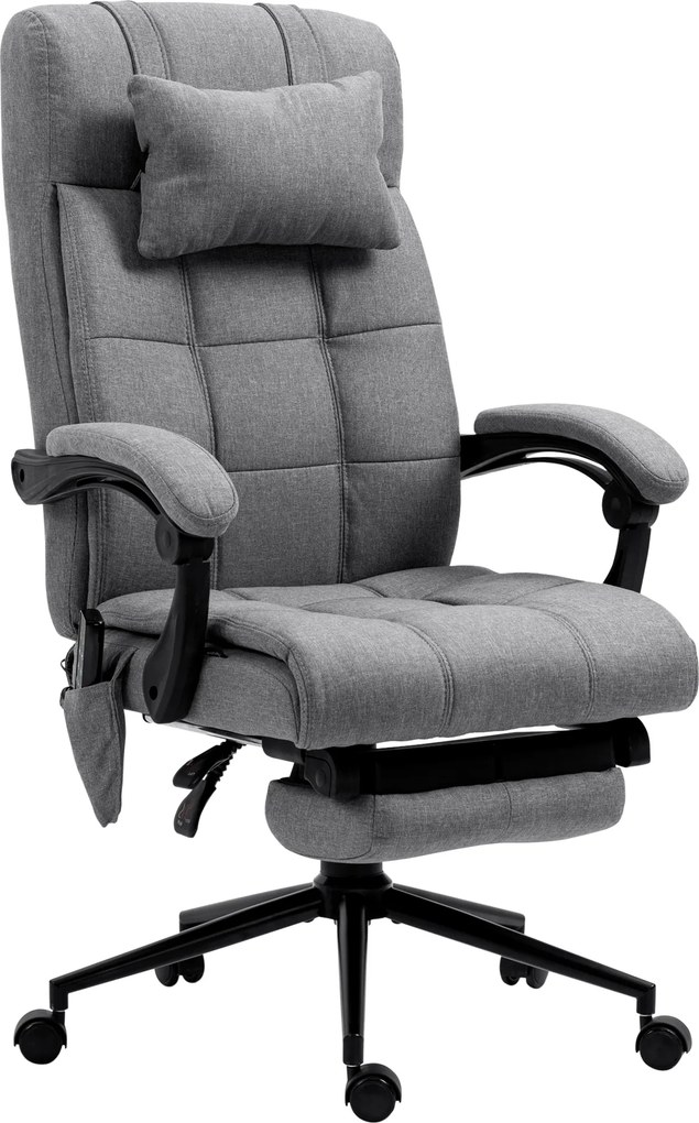 Cadeira de Escritório com 6 Pontos de Massagem 5 Modos Reclinável 155° com Função de Aquecimento 66x76x112-120 cm Cinza