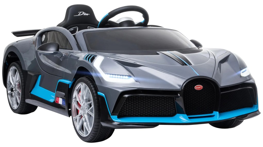 Carro Elétrico Infantil Bugatti Divo para Crianças de 3-6 Anos Carro a Bateria 12V com 2 Motores Controlo Remoto Faróis LED Buzina Música USB MP3 e Ve