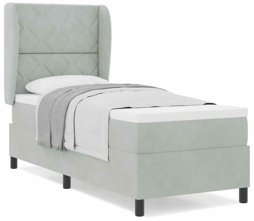 Cama com Estrado e Colchão Cinzento-claro 80x200 cm em Veludo