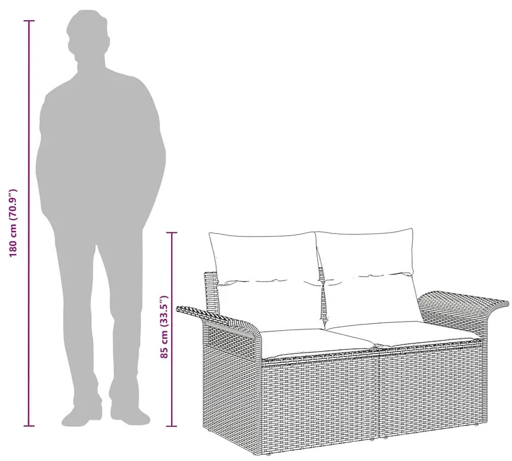 Sofá de Jardim 2 Lugares vidaXL com Armazenamento e Almofadas Preto em