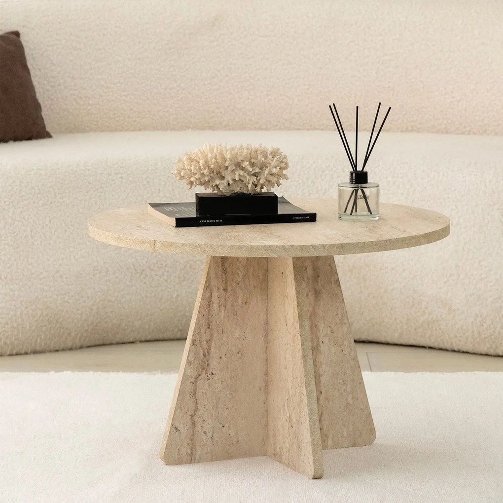 Mesa de Centro Mushroom – Travertino – 60 cm de diâmetro x 40 cm de al