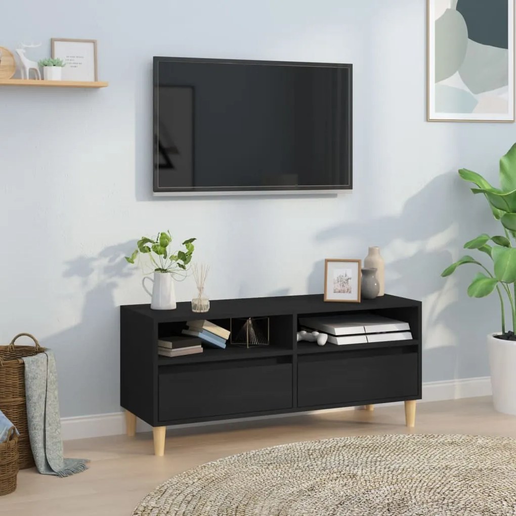 vidaXL Móvel de TV 100x34,5x44,5 cm derivados de madeira preto