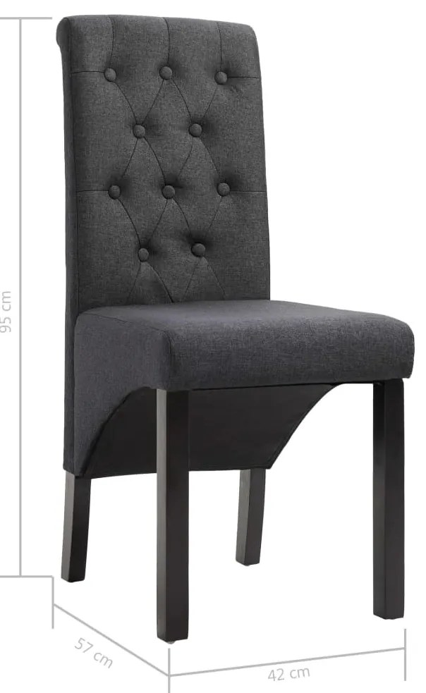 Cadeiras de jantar 2 pcs tecido cinzento-escuro