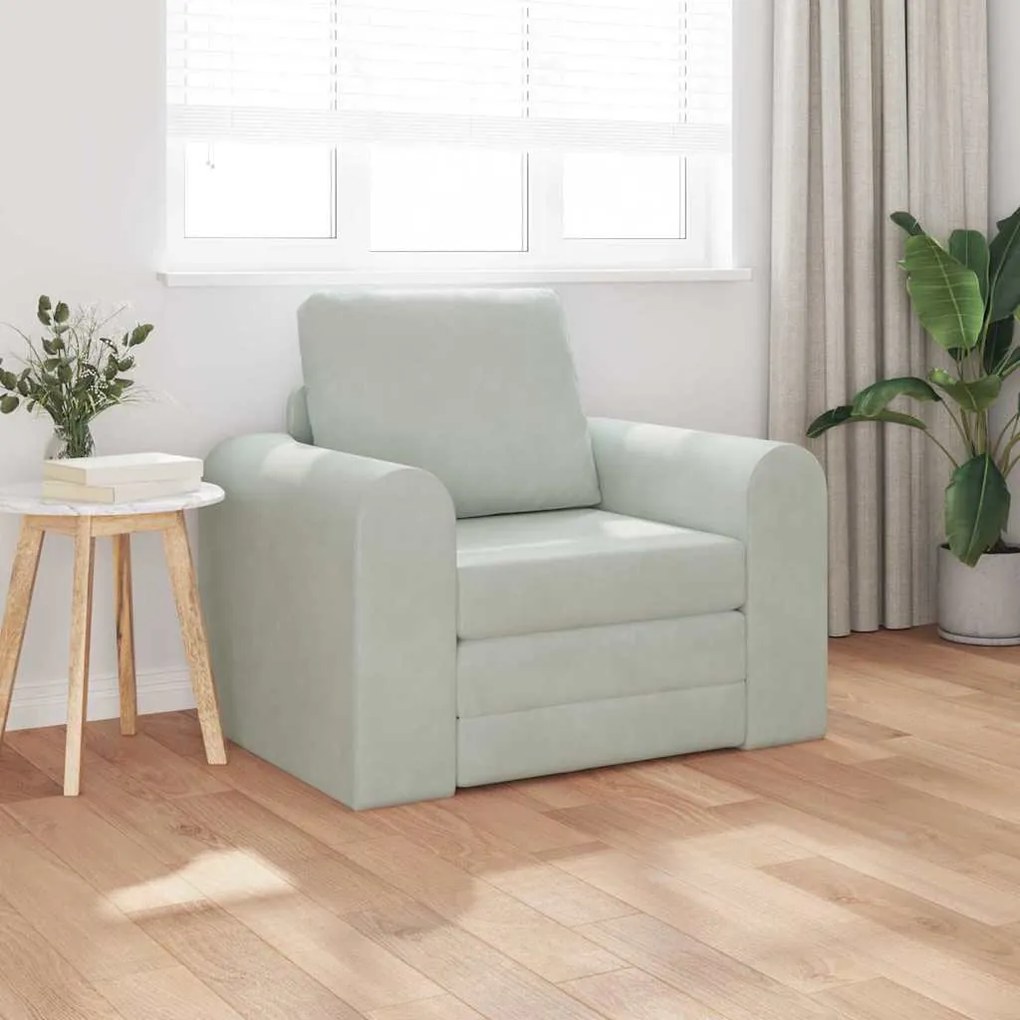vidaXL Sofá Cama 2-em-1 Cinza Claro 98x71x83 cm Veludo