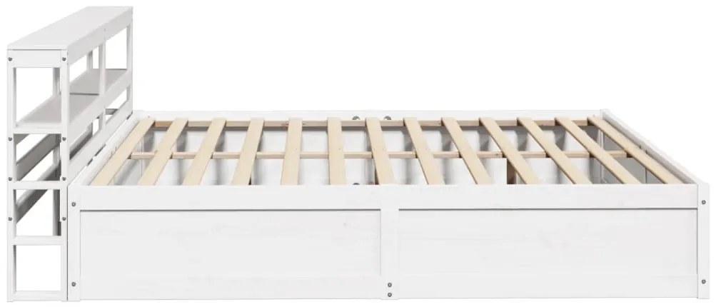 Estrutura de cama com cabeceira 200x200 cm pinho maciço branco