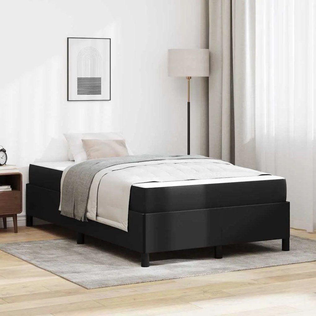 vidaXL Estrutura da Cama com colchão Preto 120 x 190 cm tecido