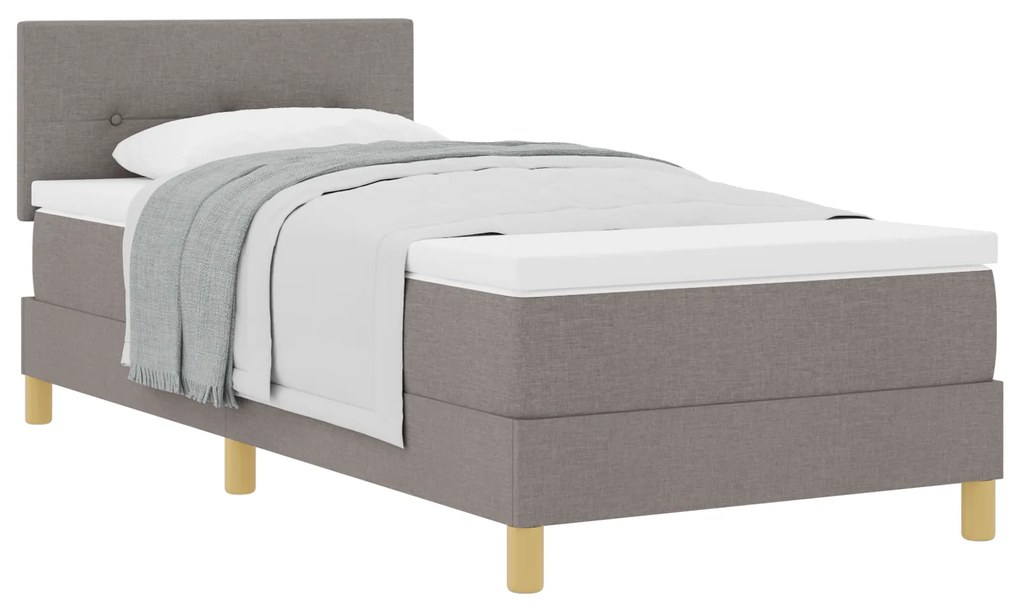 Cama Box Spring com Colchão Taupe 90x200 cm Tecido