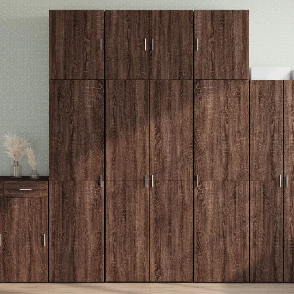 vidaXL Armário alto 80x42,5x249 cm deriv. de madeira carvalho castanho
