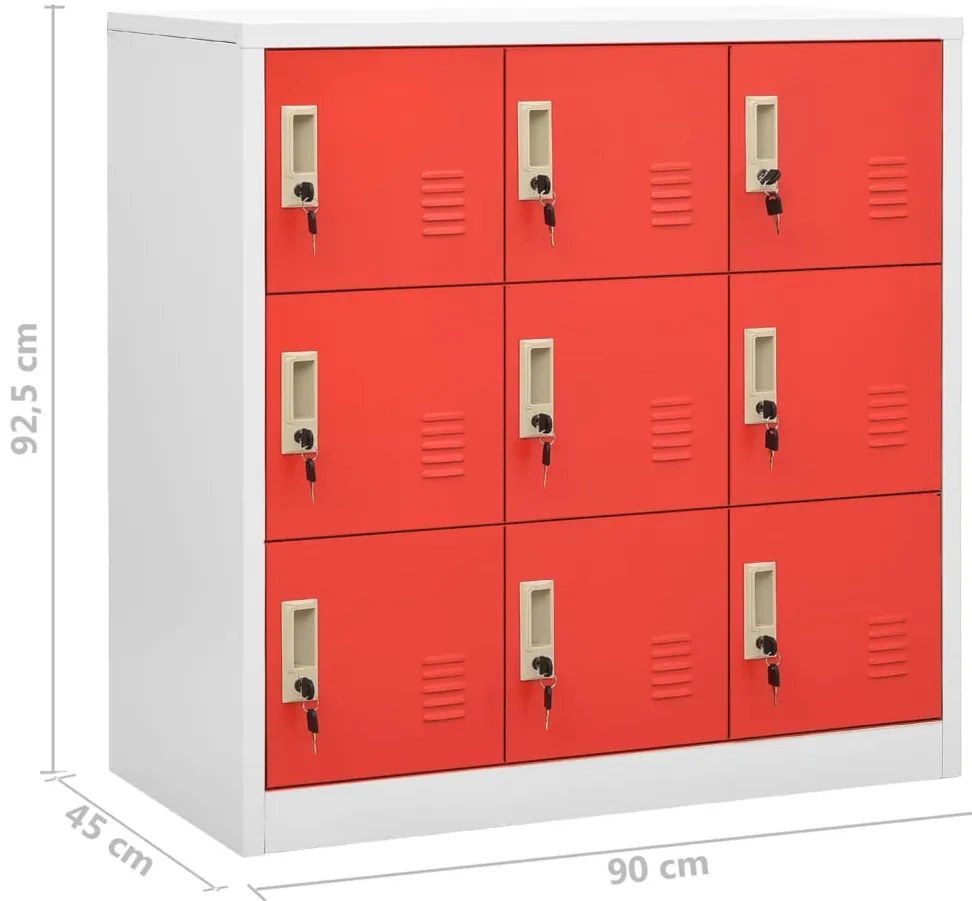 Cacifos 5 pcs 90x45x92,5 cm aço cinzento-claro e vermelho